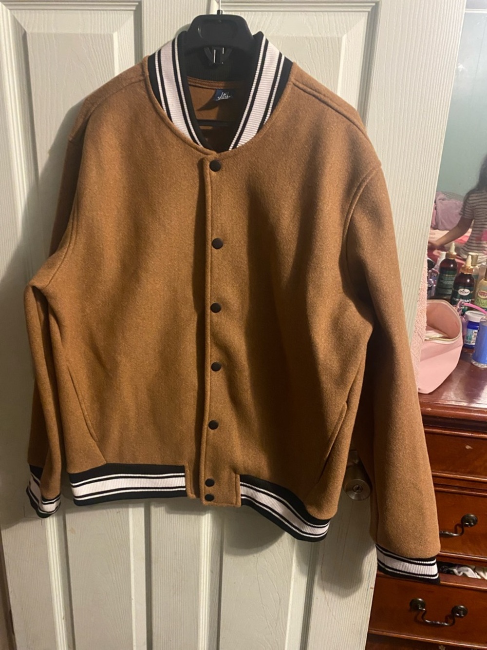 George Brown Varsity Bomber Jacket with Black-and-White Trim